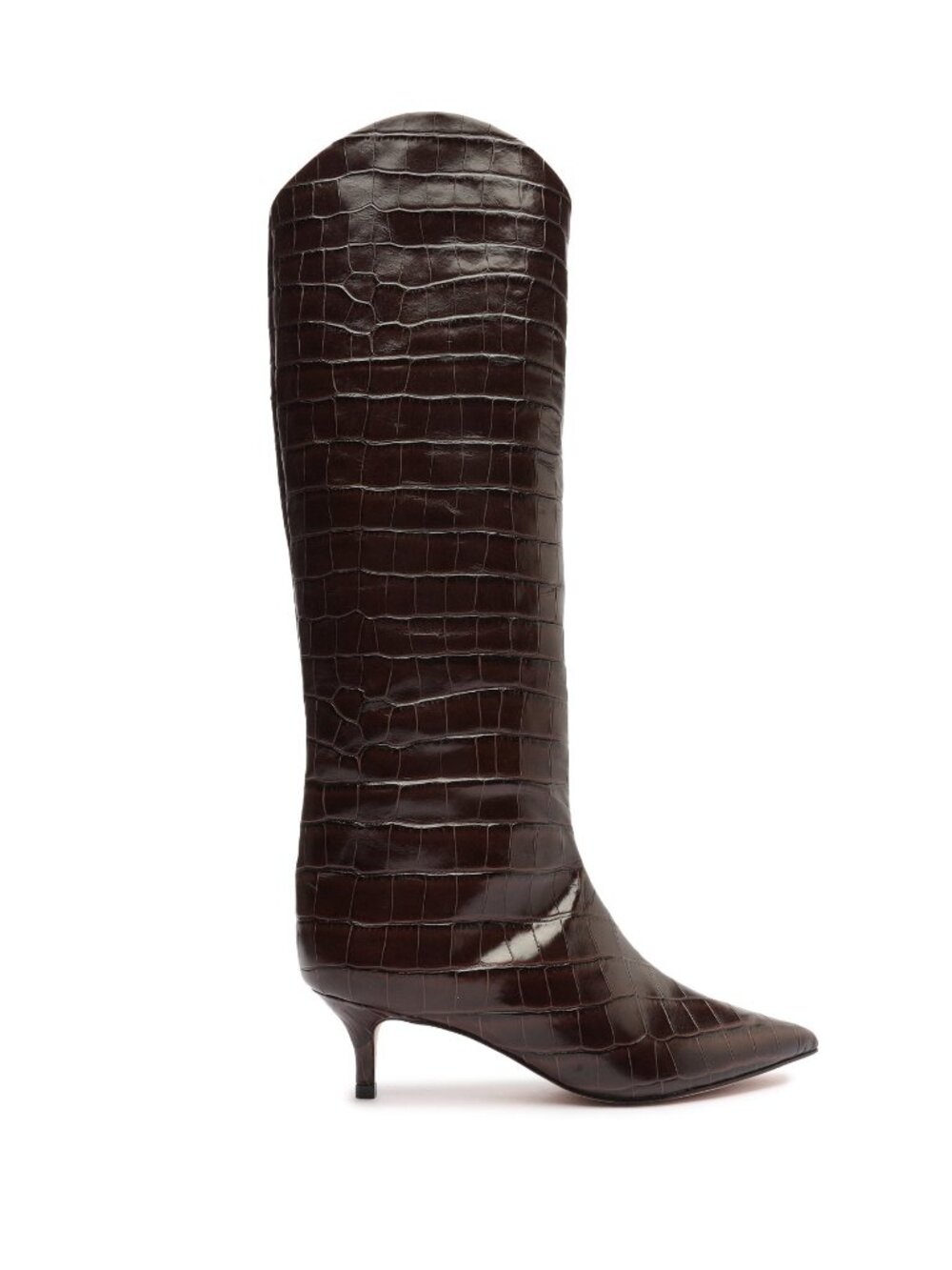 Schutz Maryana Lo Wide Crocodile Pointed Toe Boots in Dark Choco  ($278) - Picture 5 of 5